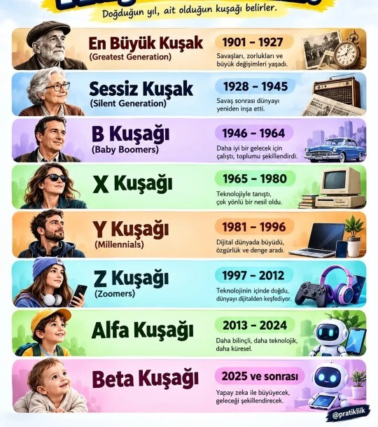 Siz hangi kuşaktansınız: X, Y, Z veya Alfa kuşağı mı?