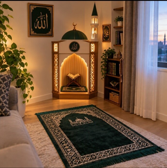 Evinizde böyle huzurlu ve sade şık bir namaz köşesi oluşturmak ister miydiniz 🕌🤍?