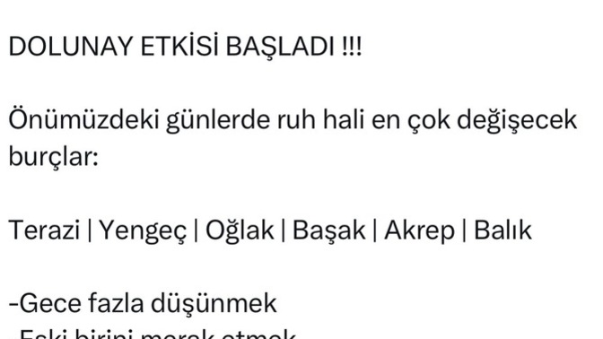 Dolunay Etkisini hissetmeye başladınız mı?