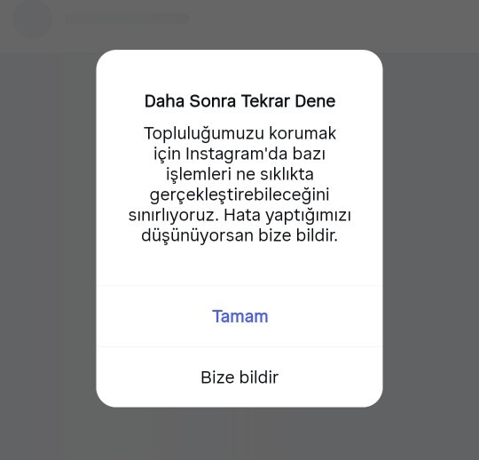 Instagramda bu yazı ne demek, dün akşamdan beri neden düzelmiyor?