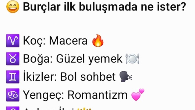 Burçlar ilk buluşmada ne ister 🙄?