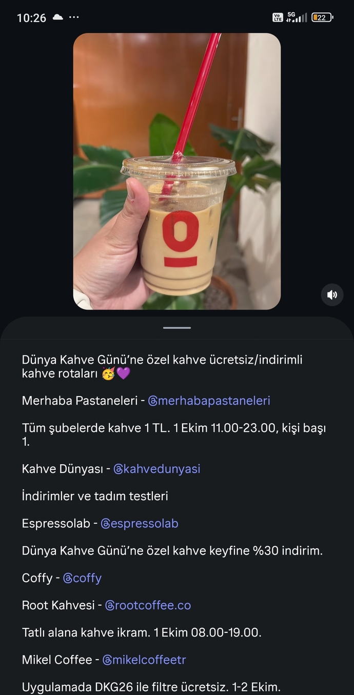Dünya Kahve Günü’nde sana bu bedava/indirimli kahvelerden hangisini ısmarlardım?