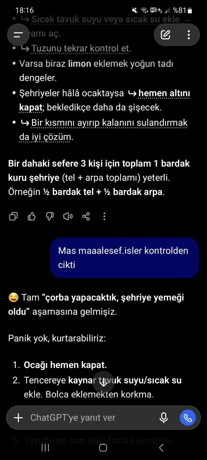 ChatGPT neden düzgün yemek tarifi vermiyor, yine aç mı kaldık?