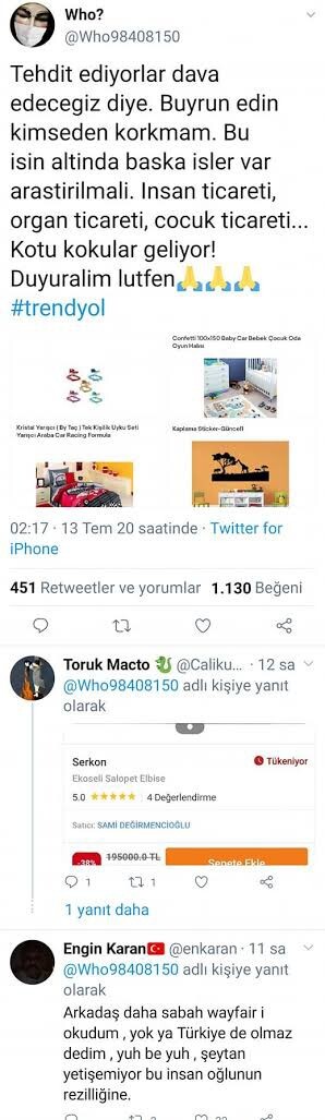 Pandemi zamanı Trendyol üzerinden çocuk satılıyordu bir ara o konu ne oldu?