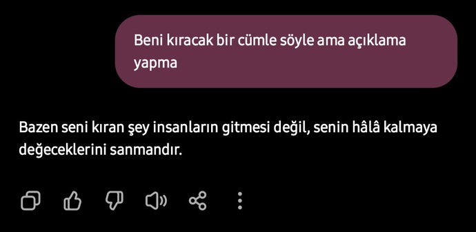 ChatGPT ye Beni kıracak bir cümle söyle ama açıklama yapma dediğinizde size ne söyledi?