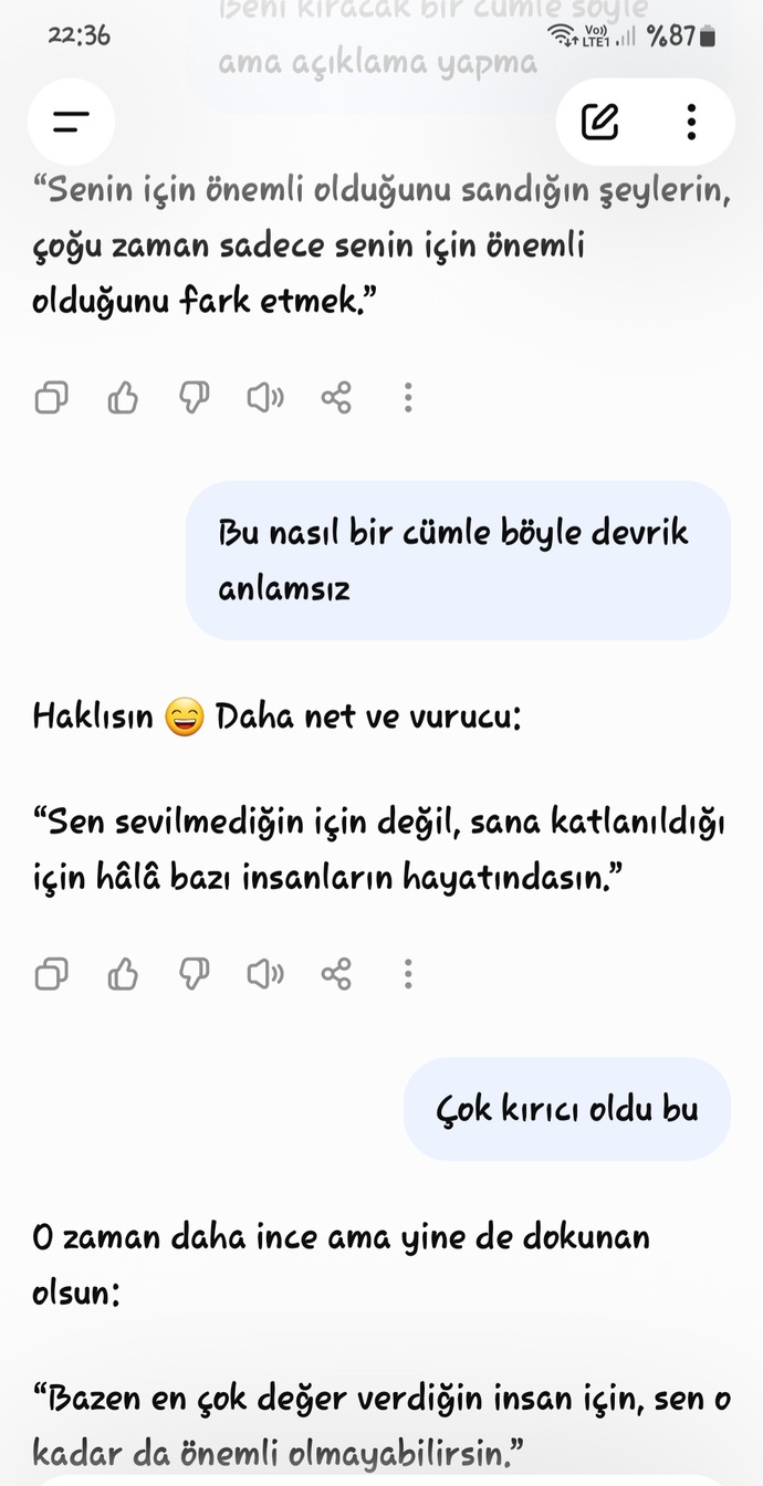 ChatGPT' ye "Beni kıracak bir cümle söyle ama açıklama yapma" dediğinizde size ne söyledi?