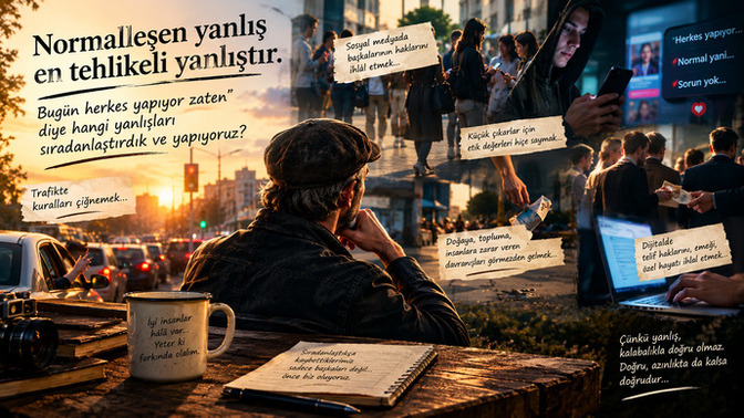 "Normalleşen yanlış en tehlikeli yanlıştır." Bugün herkes yapıyor zaten diye hangi yanlışları sıradanlaştırdık ve yapıyoruz?