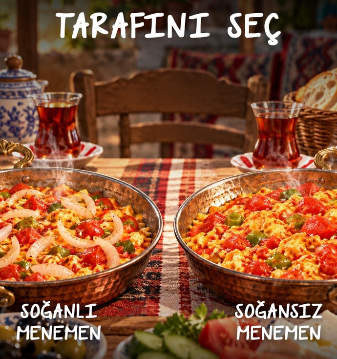 Tarafını seç; Soğanlı menemen mi yoksa soğansiz menemen mi 🙄?