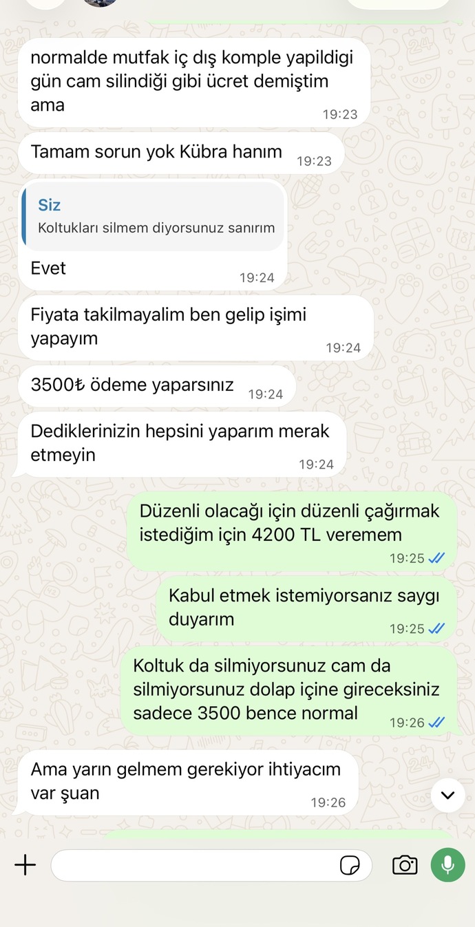 Temizlikçiyle ücret pazarlığında kim haklı: benim tavrım mı, onun tepkisi mi?