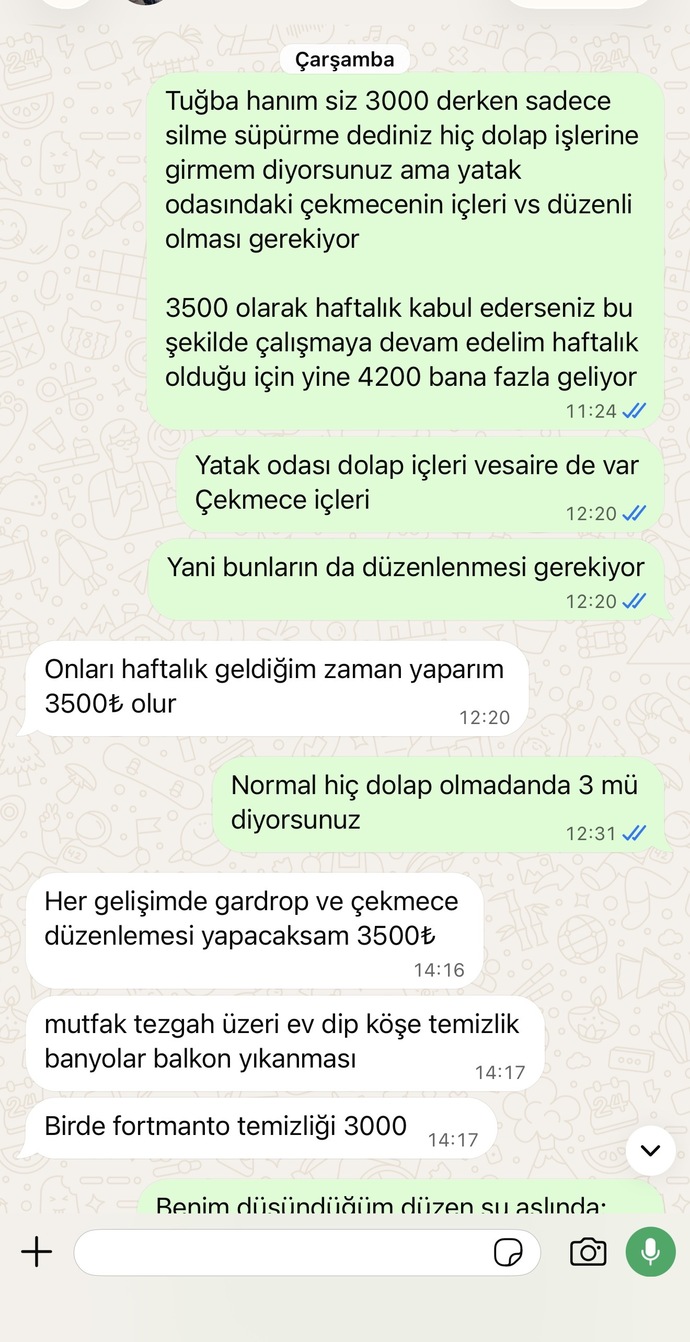 Temizlikçiyle ücret pazarlığında kim haklı: benim tavrım mı, onun tepkisi mi?