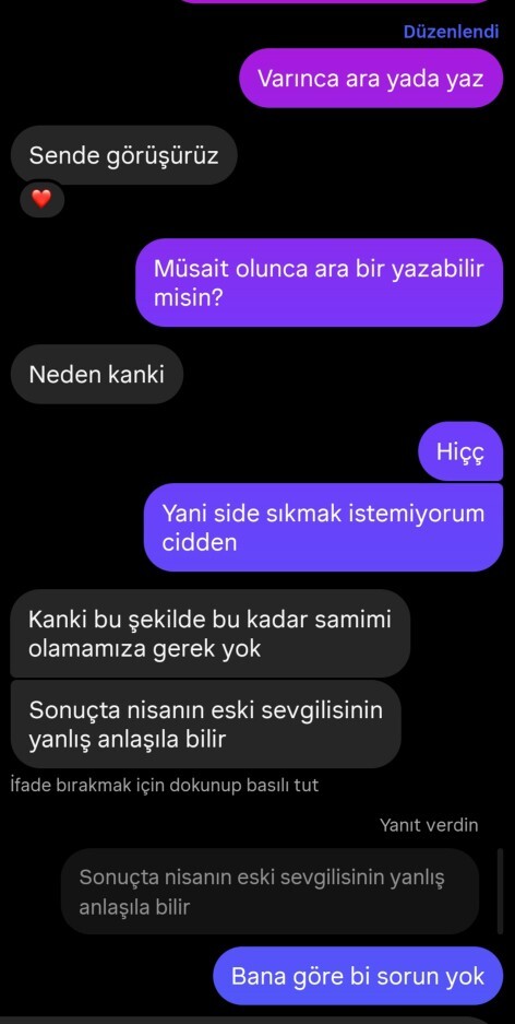 Ayrılıktan sonra başka bir kızla bu şekilde konuşan erkek bir arayış içinde midir?