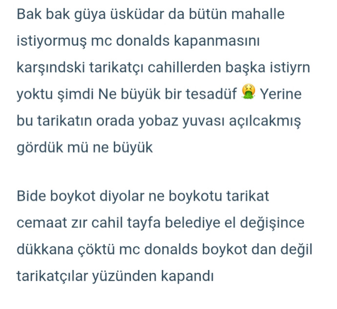 Tarikat ve cemaatler istemiyor diye McDonalds ve diğer markalar ülkeden çekildi mi?