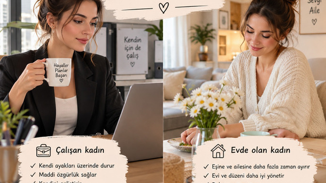 Sizce evlilikte kadının çalışması mı daha mantıklı, evde olması mı?