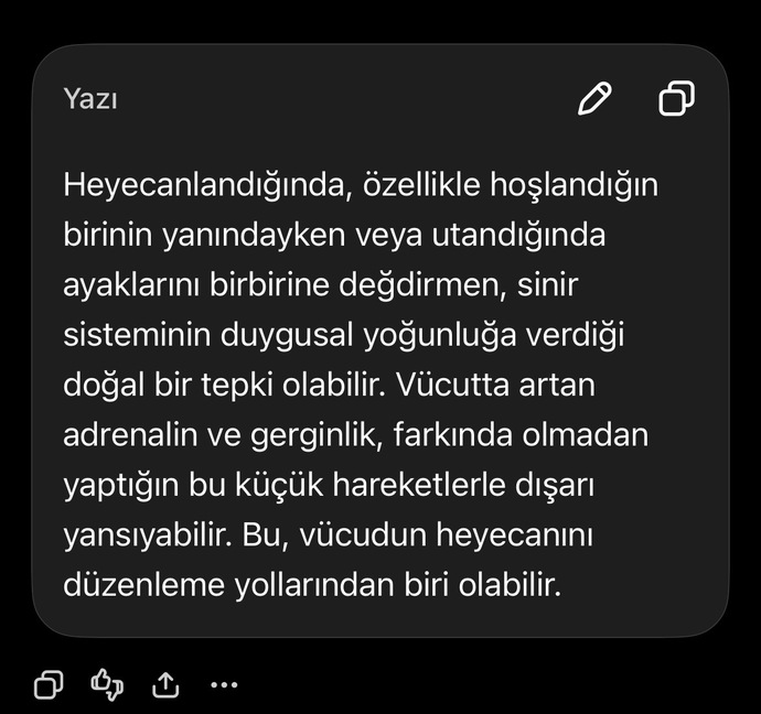Heyecanlanınca, utanınca, sevinince falan  ayakların hareket etmesi?