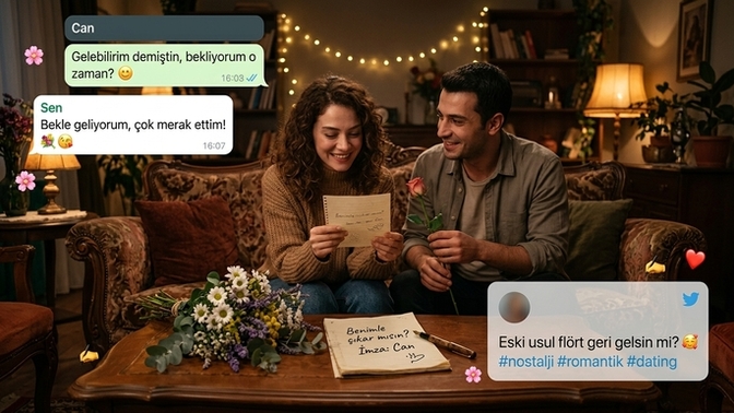 Eski usul çıkma teklifi, çiçek, el yazısı not… Geri gelsin mi? 🌸✍️
