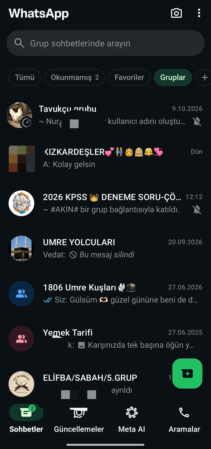 En aktif whatsapp grubunuzun ismi ne, grupta neler konuşuluyor?