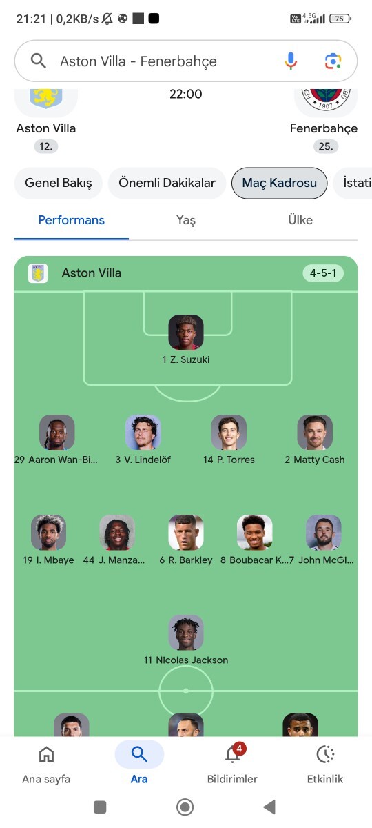 Fenerbahçenin rakibi aston villanın 4-5-1 beni biraz korkutuyor sanki bu diziliş siz ne düşünüyorsunuz?