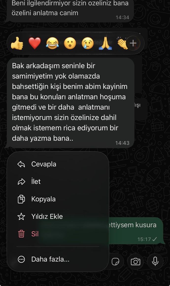 Konuştuğum adamın yengesi tersledi normal mi?