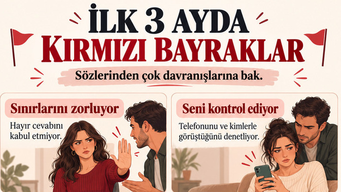 Bir erkekle tanışınca ilk 3 ayda hangi kırmızı bayraklara dikkat etmeli?