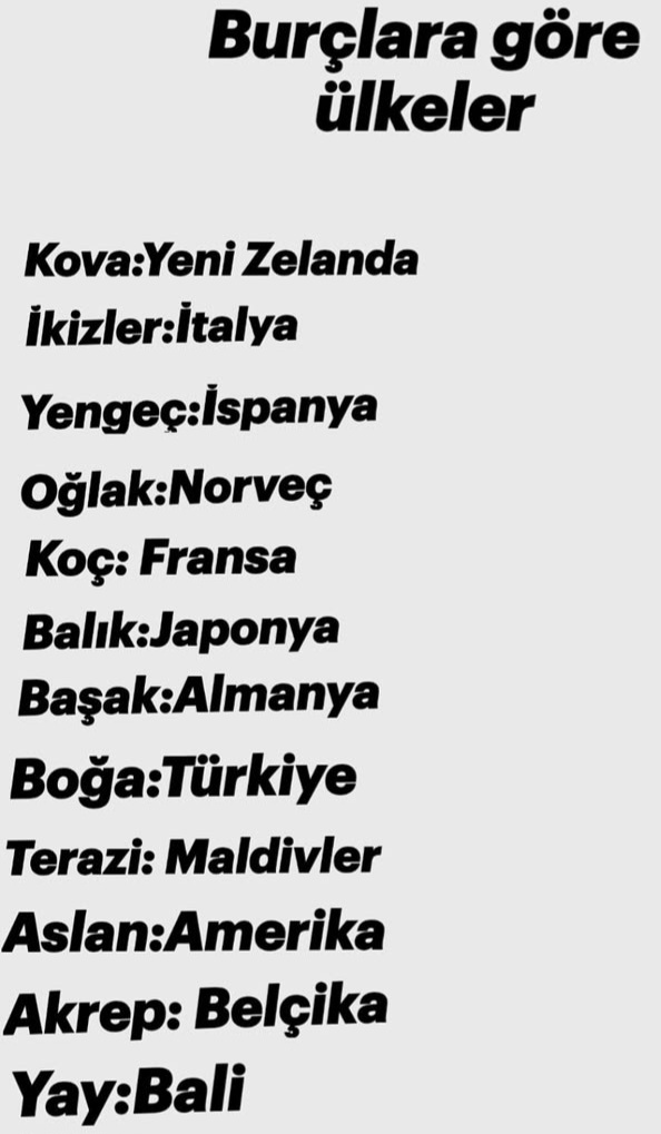 Burçlara göre hangi ülkesiniz🙄?