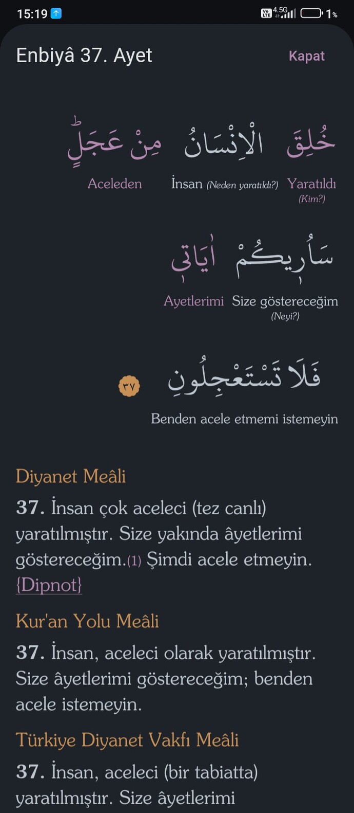 Çok etkileyici bir ayet sizce 🥰?