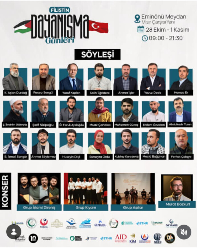 Siyasal İslamcıların 28 Ekim-1 Kasım’da Filistin anma günleri düzenlemesi ilginç değil mi?