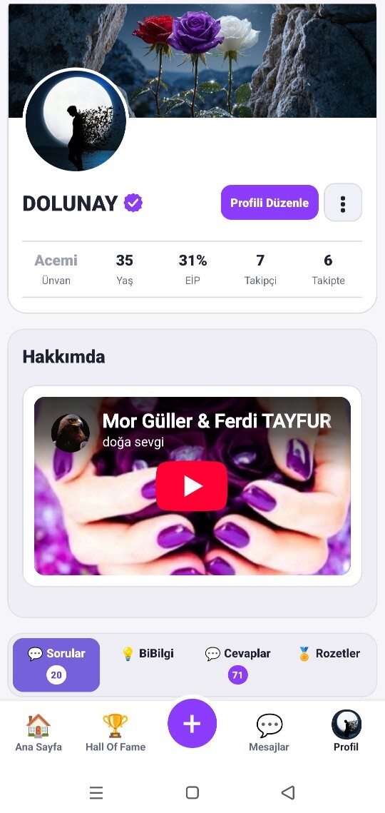 Sizin mor olan neyiniz var?
