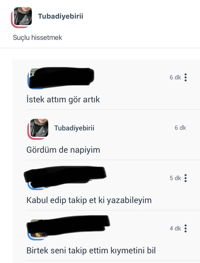 Sadece beni takip etmiş bak bak