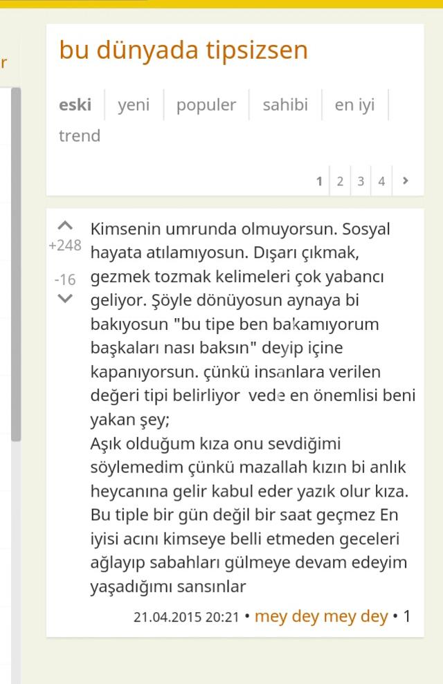 Bu dünyada tipsizsen??