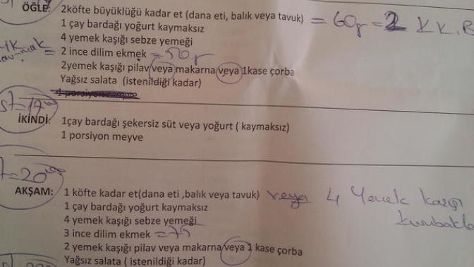 Diyet listem nasil?