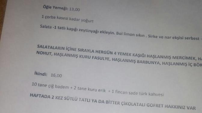 Diyetisyenimin verdiği listeye  bir  bakarmisiniz?