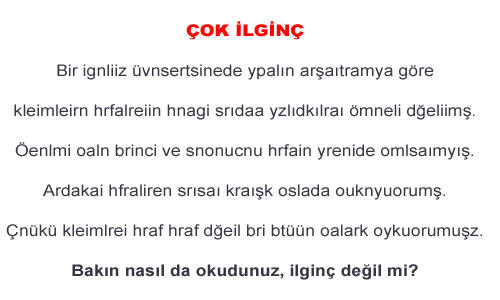 Bu yazıyı okuyabiliyorsanız?