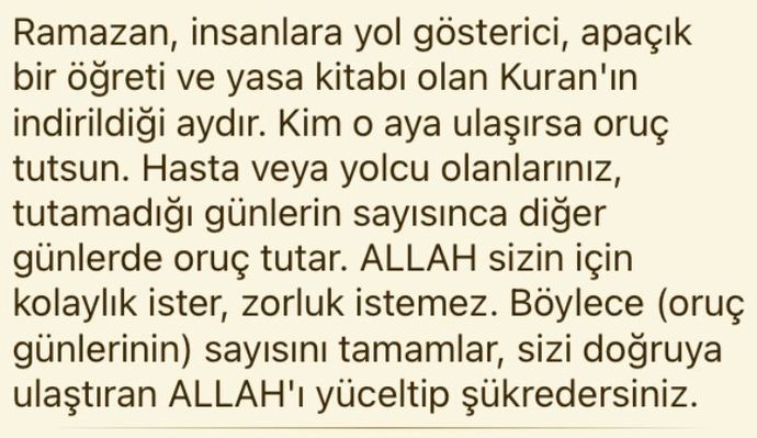 ALLAH sizin için kolaylık ister, zorluk istemez.