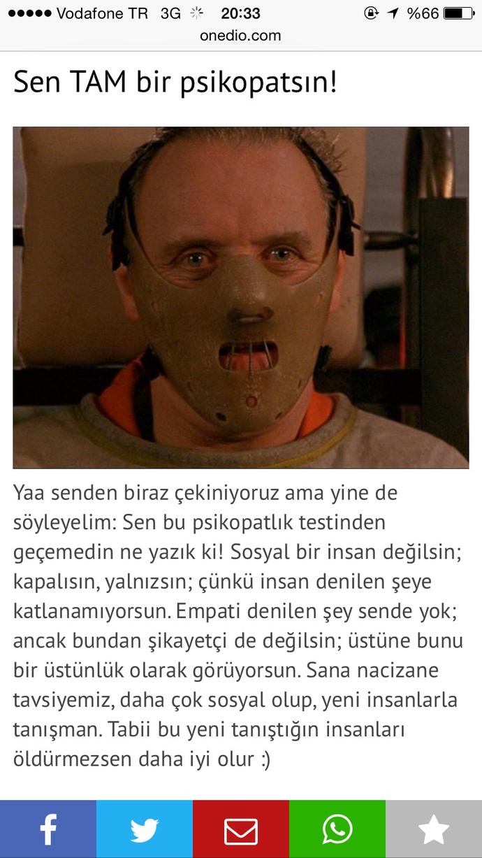 Arkadaşım link attı, psikopatlık testi yaptım?