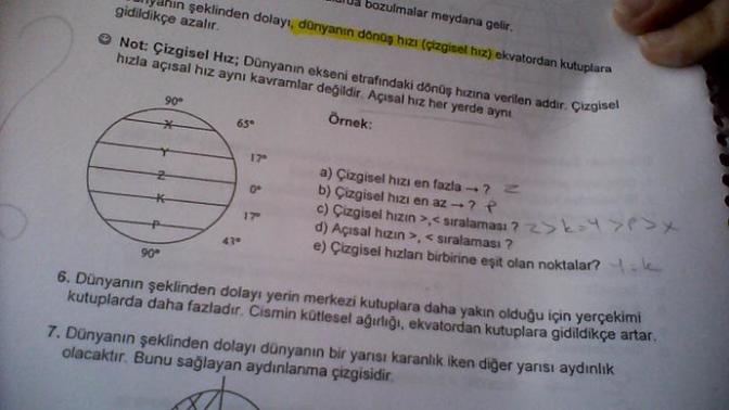 Coğrafya ygs çizgisel hız hakkında?