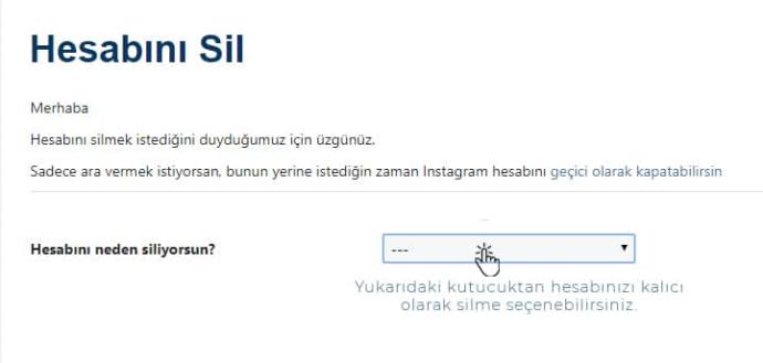 Instagram hesap silme