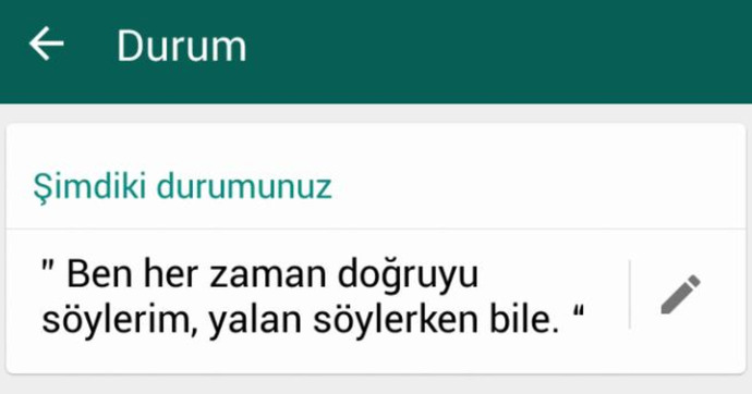 2 kelimelik WhatsApp durumları