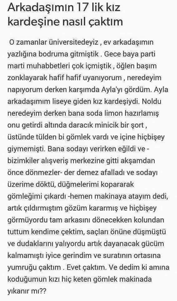 Arkadaşımın 17'lik kız kardeşine çaktım?