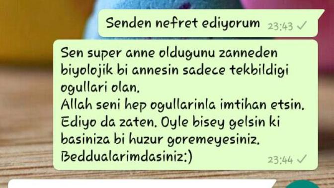 Anneme attigim mesaj. Cok sinirliyim?