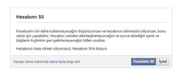 Facebook hesabını tamamen nasıl silebilirim?