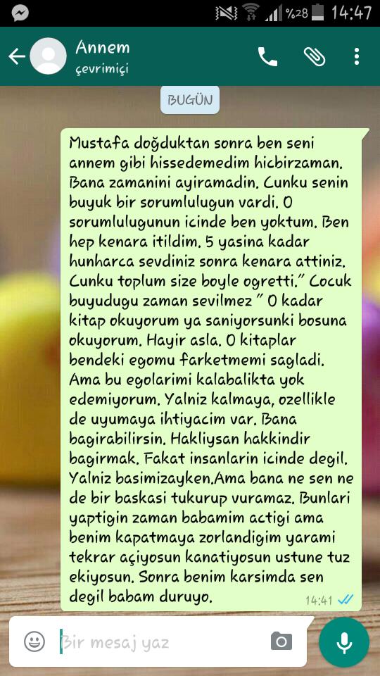 Annemle sabah kavga ettik ve ona bir mesaj attim ?