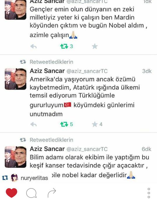 Nobel ödülü alan gururumuz AZİZ SANCAR?