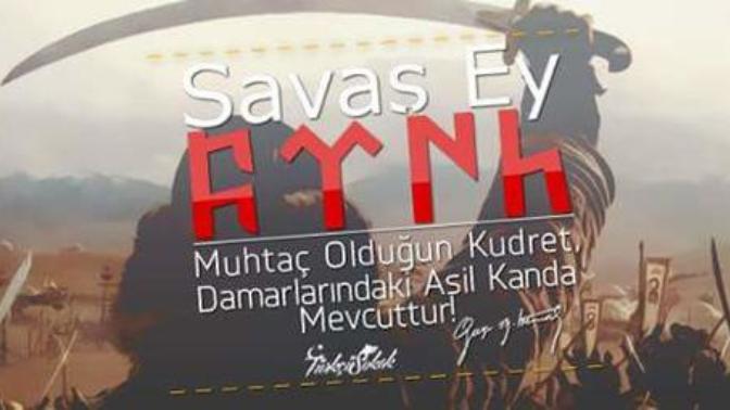 Bu yazı, bu harfler hangi dile ait? Ülkücüler kullanıyo genelde? Görsele bakabilirsiniz?