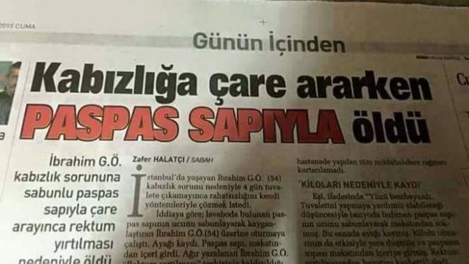 Kabızlığa çare ararken paspas sapıyla öldü?