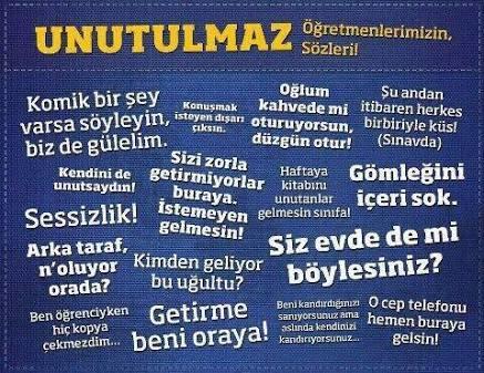 Klasik öğretmen sözleri nelerdir?