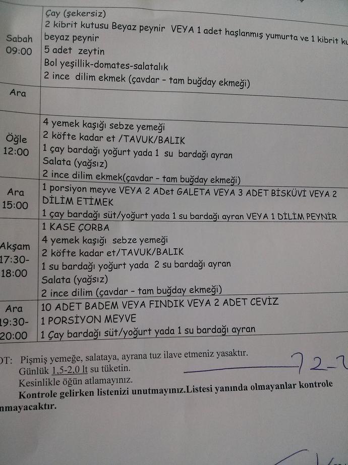 Diyet listem nasil sizce,anlayanlar bakabilir mi ???