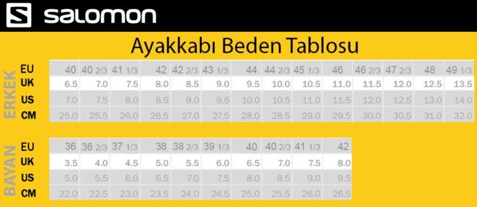 salomon bot ayakkabı numaraları