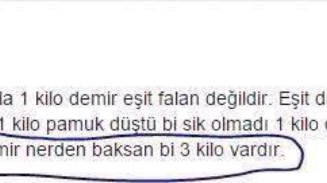 1 kilo pamuk mu daha ağırdır 1 kilo demir mi?