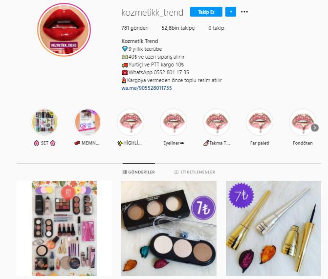 Güvenilir makyaj siteleri Instagram