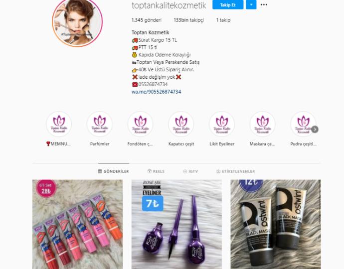 Instagram kozmetik siteleri
